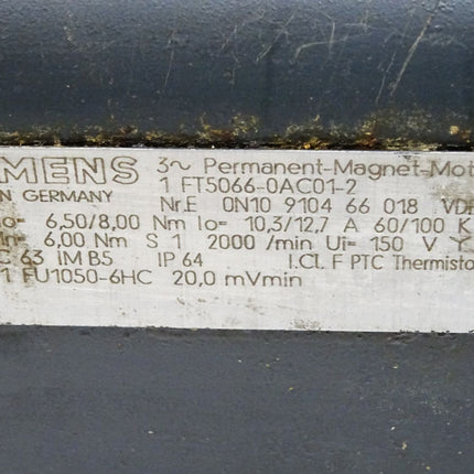 Siemens Permanent-Magnet-Motor 1FT5066-0AC01-2 2000/min