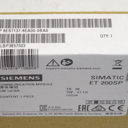 Siemens ET200SP 6ES7137-6EA00-0BA0 / 6ES7 137-6EA00-0BA0 Simatic S7 Neu-OVP versiegelt