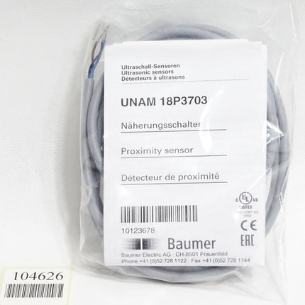 Baumer UNAM 18P3703 10123678 Ultraschall Näherungsschalter / Neu OVP