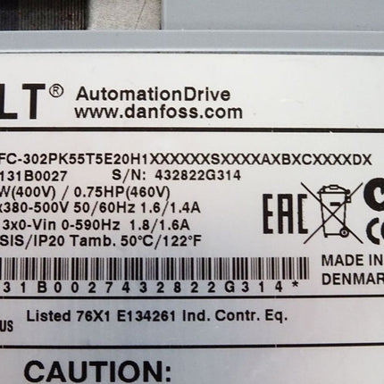 Danfoss VLT Automation Drive 131B0027 FC-302PK55T5E20H1 0.55kW - Maranos.de