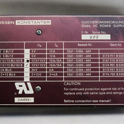 Gossen Konstanter Einschubkarte S63S12/15BU10/8 3361-S002-AM 3167210B3305