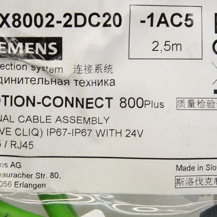 Siemens 6FX8002-2DC20-1AC5 Motion-Connect 800 Plus Signalleitung 2,5m / Neu OVP