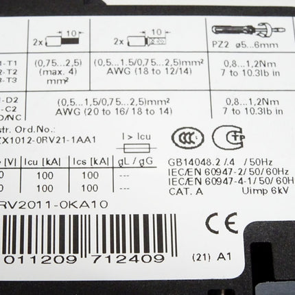 Siemens 3RV2011-0KA10 Leistungsschalter - Maranos.de