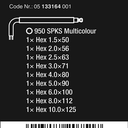 Wera 05133164001 950/9 Hex-Plus Mulitcolour 2 Winkelschlüsselsatz