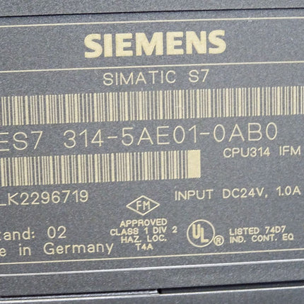 Siemens 6ES7314-5AE01-0AB0 6ES7 314-5AE01-0AB0