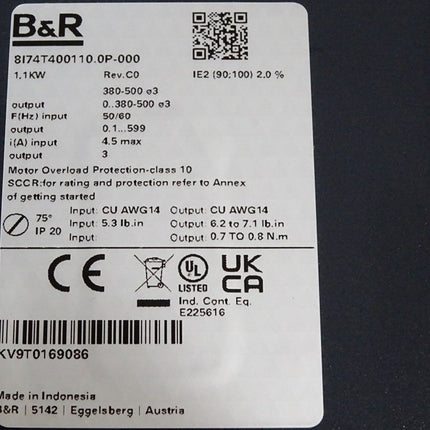 B&R 8I74T400110.0P-000 Rev.C0 1.1kW ACOPOS inverter P74 / / Neu OVP