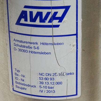 AWH Armaturenwerk Hötensleben NC DN 25-100 links