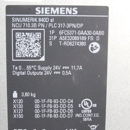 Siemens Sinumerik 840D NCU 710.3B PN / PLC 317-3PN / DP 6FC5371-0AA30-0AB0 / Neuwertig