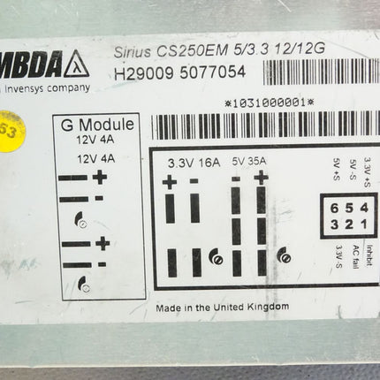 Lambda Sirius CSF250EM 5/3.3 12/12G H29009 5077054 Power Supply