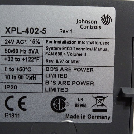 Johnson Controls XPL-402-5