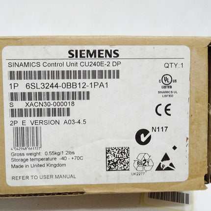 Siemens Sinamics Control Unit CU240E-2 DP 6SL3244-0BB12-1PA1 / Neu OVP