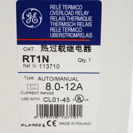 GE General Electric Überstromrelais RT1N 113710 Auto/Manual 8.0-12A / Neu OVP