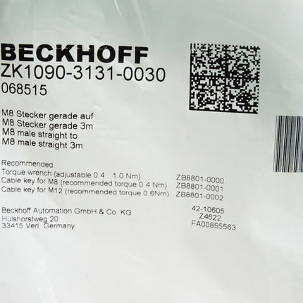 Beckhoff ZK1090-3131-0030 3m EtherCAT-Leitung / Neu OVP