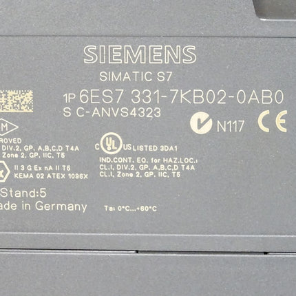 Siemens S7-300 SM331 6ES7331-7KB02-0AB0 6ES7 331-7KB02-0AB0