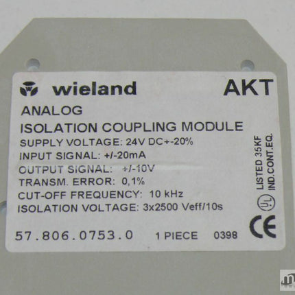 NEU-OVP Wieland AKT 57.806.0753.0 Analog Isolation coupling Module