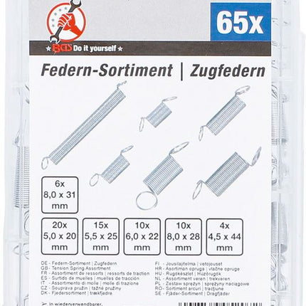 BGS 88173 Federn-Sortiment | Zugfedern | 65-tlg.