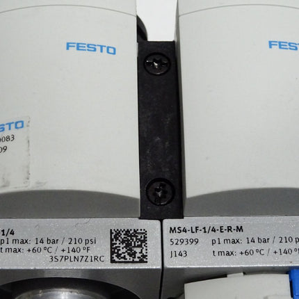 Festo 8040083 MS4-KOMB MS4-EM1-1/4 + MS4-LF-1/4-E-R-M + MS4-LRB-1/4-D7-AS + MS4-LRB-1/4-D7-AS/ Unbenutzt Halterung gebrochen