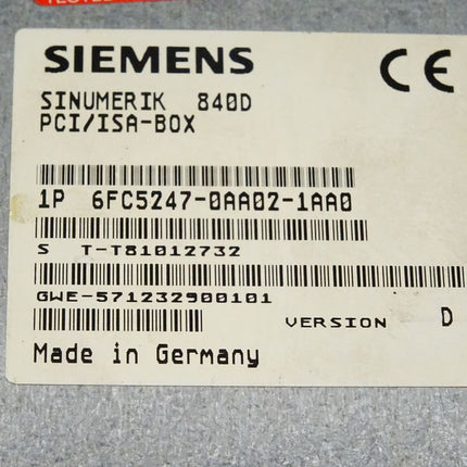 Siemens Sinumerik 840D 6FC5247-0AA02-1AA0 / 6FC5 247-0AA02-1AA0 Version D / CTM-1/32MB