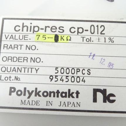 5000x Polykontakt SMD Widerstände 75K Ohm NEU