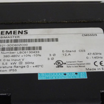 Siemens 6SE9621-3DD60ZC00 / 6SE 9621-3DD60ZC00 Micromaster Frequenzumrichter E:C03