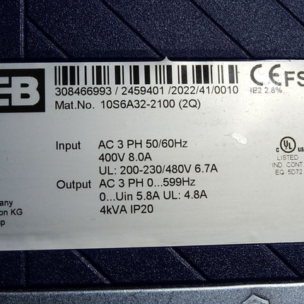 KEB 10S6A32-2100 Servo Drive 2.2kW COMBIVERT S6 / Neu OVP