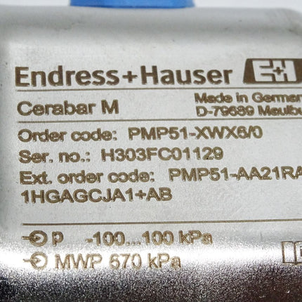 Endress+Hauser Cerabar M Drucktransmitter PMP51-XWX6/0 -100...100kPa 4..20mA 11.5...45VDC