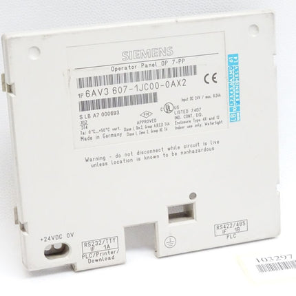 Siemens Backcover Rückschale Panel OP7-PP 6AV3607-1JC00-0AX2 6AV3 607-1JC00-0AX2