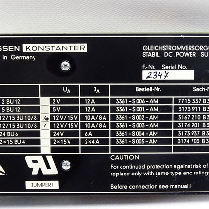 Gossen Konstanter Einschubkarte S63S12/15BU10/8 3361-S002-AM 3167210B3305