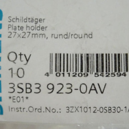 Siemens 10Stk 3SB3923-0AV Schildträger 3SB3 923-0AV NEU-OVP