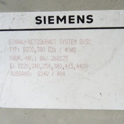 Siemens 6EV1362-5BK00 Einbau Netzgerät SVS2 / D220, 380 G24 / 40 WG // 6EV1 362-5BK00