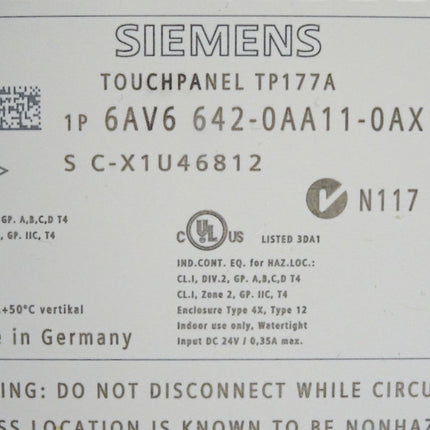 Siemens Backcover Rückschale Panel Touch TP177A 6AV6642-0AA11-0AX1 6AV6 642-0AA11-0AX1