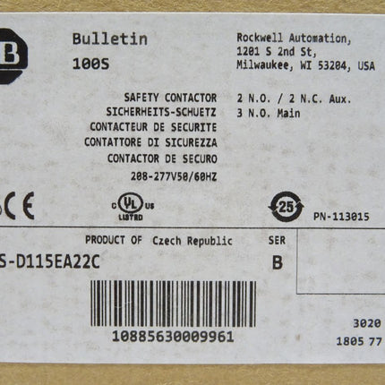 Allen-Bradley Sichereits-Schuetz 100S-D115EA22C / Neu OVP