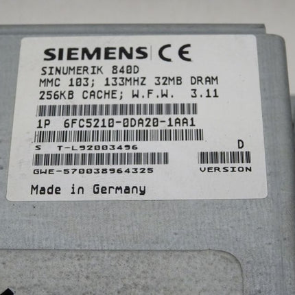 Siemens 6FC5203-0AB20-0AA1 TFT Color 840D + 6FC5210-0DA20-1AA1 Sinumerik MMC 103