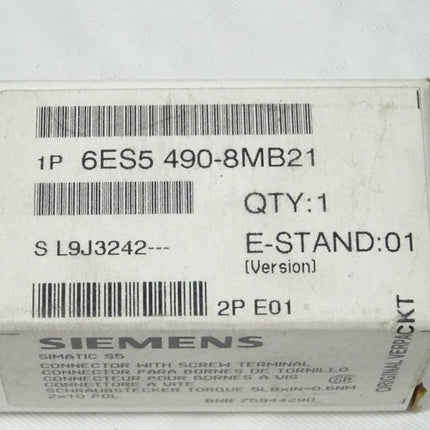 Siemens 6ES5490-8MB21 Schraubstecker Connector 6ES5 490-8MB21 E01 OVP