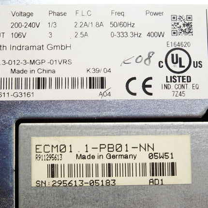 Rexroth Indramat Ecodrive CS DKC10.3-012-3-MGP-01VRS + R911295613 ECM01.1-PB01-NN (Abdeckung fehlt)