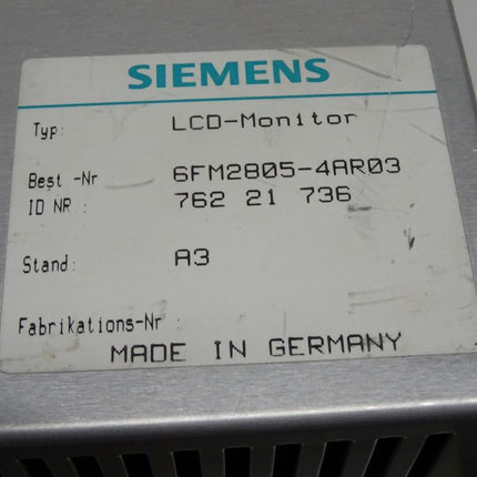 Siemens Sinumerik 6FM2805-4AR03 / 6FM 2805-4AR03 LCD Flachmonitor