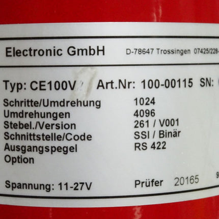 TR Electronic CE100V 100-00115 Drehgeber / Neuwertig