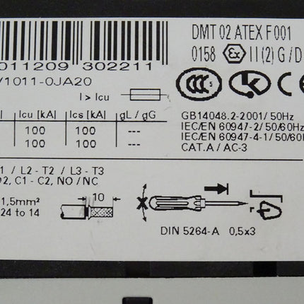 Siemens 3RV1011-0JA20 Sirius Leistungsschalter Motorschutz 3RV1 011-0JA20