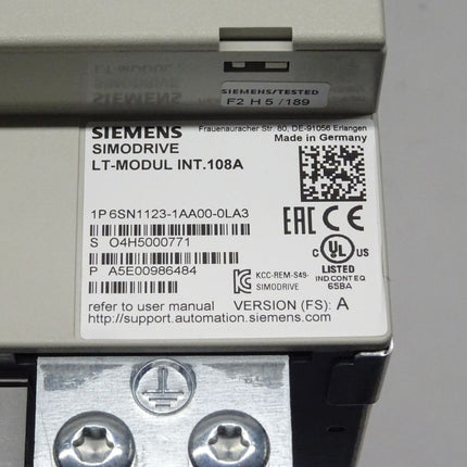 Siemens Simodrive LT-Modul INT108A 6SN1123-1AA00-0LA3 Vers.A / NEU-OVP