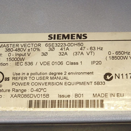 Siemens MIDIMASTER Vector 6SE3223-0DH50 15kW