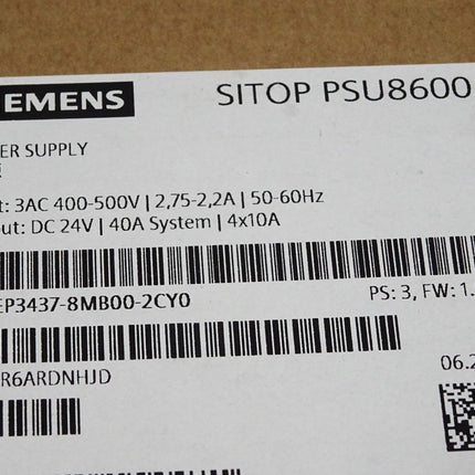 Siemens Sitop PSU8600 6EP3437-8MB00-2CY0 6EP3 437-8MB00-2CY0 / Neu OVP versiegelt