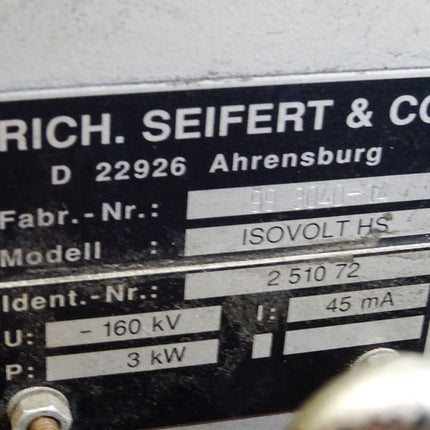 Seifert ISOVOLT HS 66403602/91 3NPE 400/230V 160kV Gleichspannungs-Industrie-Röntgengerät