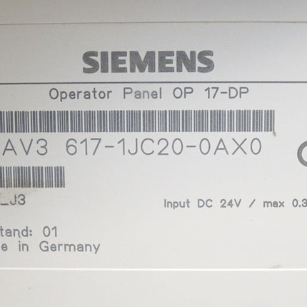 Siemens Backcover Rückschale Panel OP17-DP 6AV3617-1JC20-0AX0 6AV3 617-1JC20-0AX0