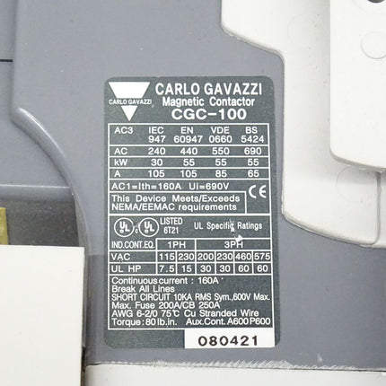 Carlo Gavazzi CGC-100 Schutzschalter  Schütz