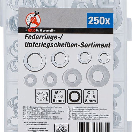 BGS 8073 / 98073 Federringe-/Unterlegscheiben-Sortiment Ø 4 - 8 mm 250-tlg.