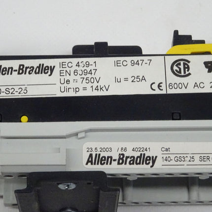 Allen Bradley 140-S2-25 Hilfsschütz Schalter 140S225 + 140-GS3225