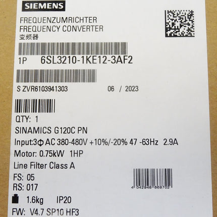 Siemens Sinamics G120C 6SL3210-1KE12-3AF2 6SL3 210-1KE12-3AF2 / Neu OVP versiegelt