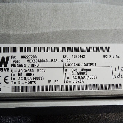 SEW Eurodrive Umrichter 4kW MDX61B0040-5A3-4-00 Steuerkopf MDX61B-00 08243492 MDX60A0040-5A3-4-00 08227209