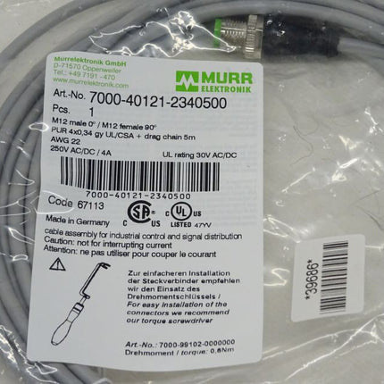 Murr Elektronik 7000-40121-2340500 / M12 / Code 67113 NEU