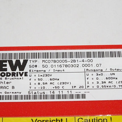 SEW Eurodrive Umrichter Movitrac B MC07B0005-2B1-4-00 0.55kW